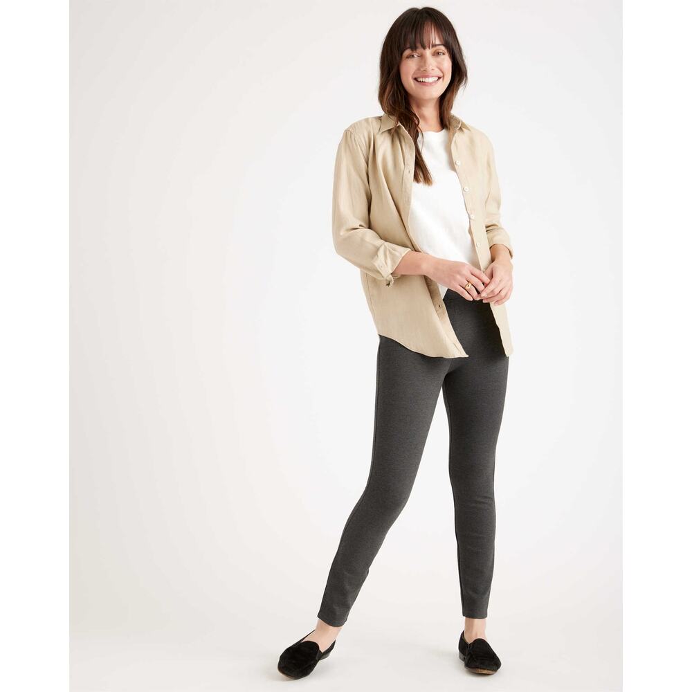 Quince Women's Charcoal Gray Ultra-Stretch Ponte Skinny‎ Pants Size Small